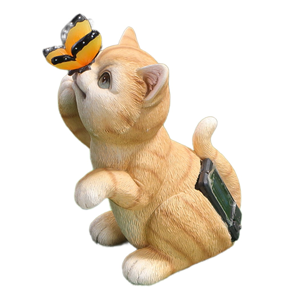 JZROCKER Butterfly Cats Statue Garden Ornament Solar Light Lawn Decors Housewarming Gift