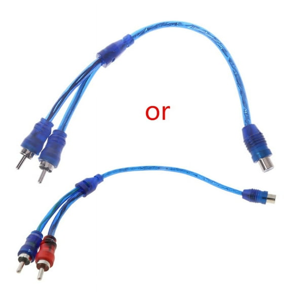JZROCKER Car RCA Adapter Cable 2 Male 1 Female Wire Y-Splitter Stereo Audio Signal Connector Wire Line