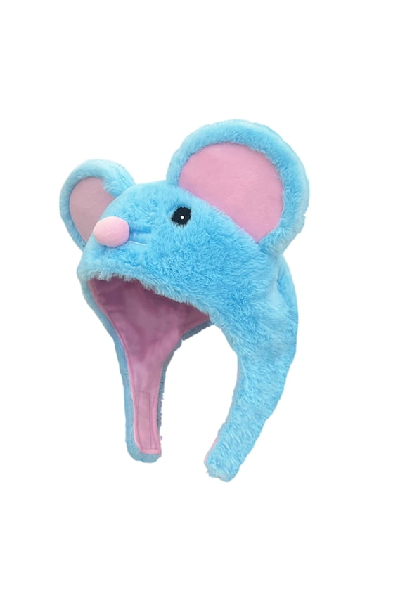Cartoon Blue Mouse Hat Adjustable Warm Hat Unisex Fashion Cold Weather Hat