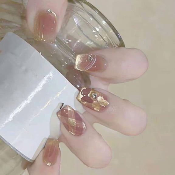 JZROCKER Cats Eye Press on Nails,Butterfly Fake Nails Full Covers False Nails Acrylic Nails Glues on Nails Artificial Fingernails