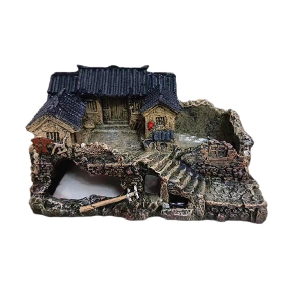 JZROCKER Chinese Aquariums Decorations Realistic Landscaping Resin Antique Architecture for Shrimp and Fish Shelter Cave House