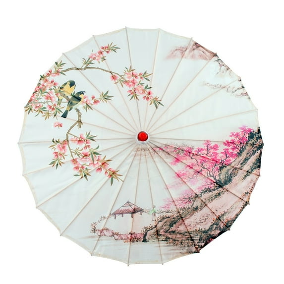 JZROCKER Chinese Peony Silk Cloth Umbrellas Silk Cloth Umbrellas Decorative Umbrellas Oil Paper National Painted Umbrellas