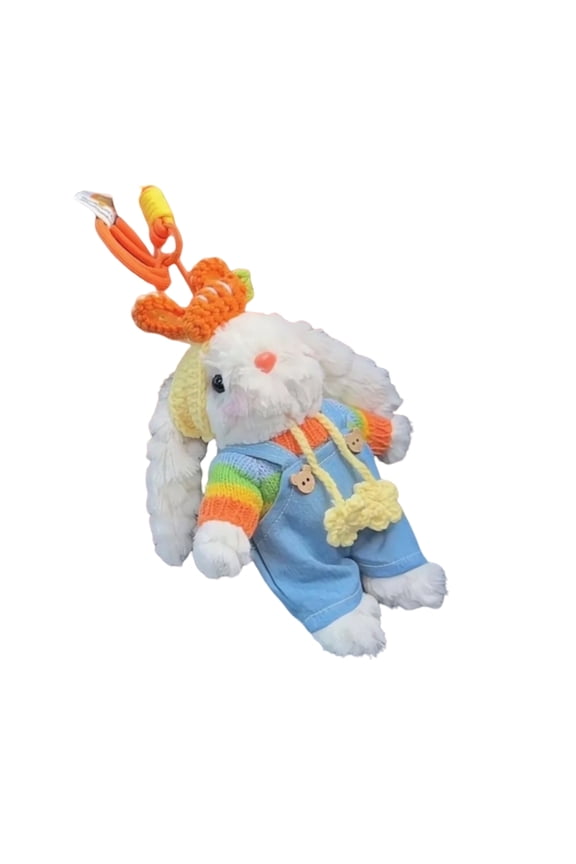 Colorful Lop Eared Rabbits Pendant Keychain Soft Plush Keyring Car Interior Decoration Handmade Plush Accessory for Bags