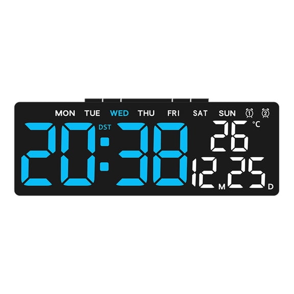 JZROCKER Contemporary LED Digital Wall Clock with Date and Temperature Display for Stylish Interior