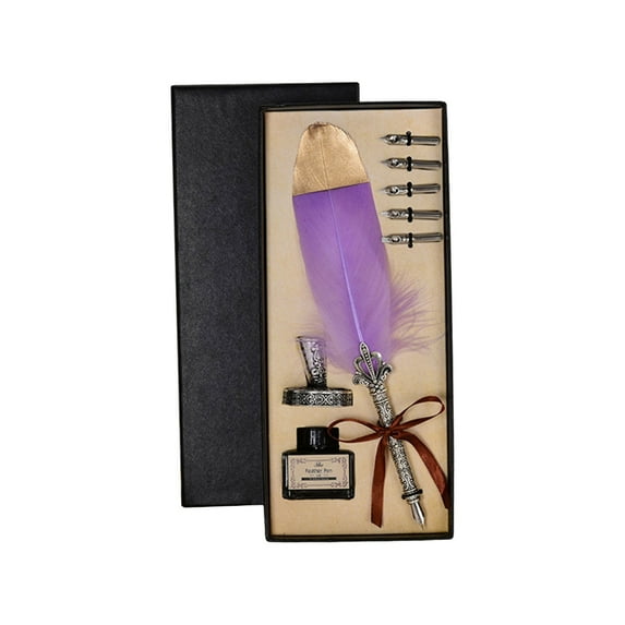 JZROCKER Delicate Pen Writing Quill Pen Calligraphy Pen Birthday Gift Feather Quill Pens