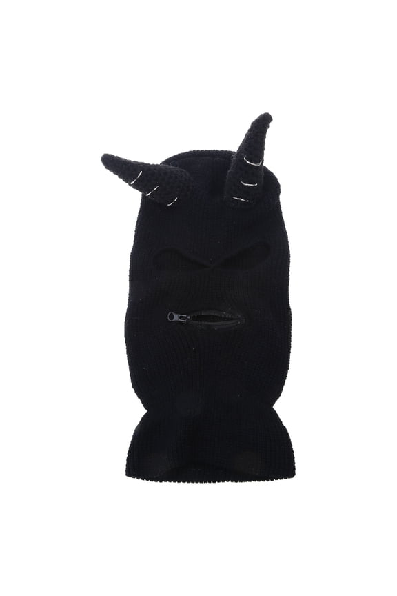 Devil Horn Balaclava Cap Novelty Knitting Beanie Womens Men Mask Hat
