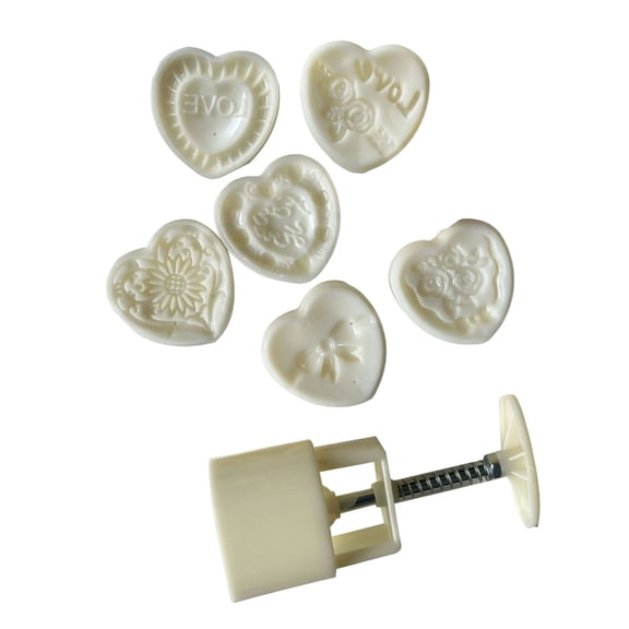 JZROCKER Easy Use Hand Pressure Mung Bean Cake Mould with Heart Designs Cookie Stamp