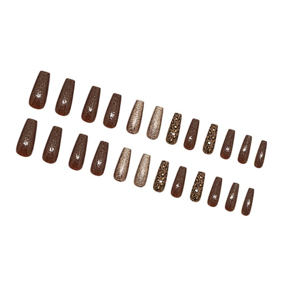 JZROCKER Elegant Leopards Pattern Press On Nails 24 Pieces Set Acrylic Artificial Nails False Nails For Autumn And Winter Looks