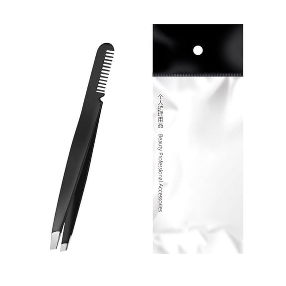 JZROCKER Eyebrows Facial Hair Tweezers For Women Splinter and Ingrown Hair Removal Professional Stainless Steel Black