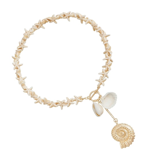 JZROCKER Fashion Marine Neck Jewelry Starfishes Pendant Necklace Conch Shell Necklace Suitable for Matching Women Beach Outfits