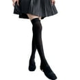 thumbnail image 1 of JZROCKER Fashionable Over Knee Long Tube Socks Ribbed Knit Striped Contrast Color Patchwork Thigh High Stockings for Women Teens, 1 of 21