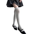 thumbnail image 1 of JZROCKER Fashionable Over Knee Long Tube Socks Ribbed Knit Striped Contrast Color Patchwork Thigh High Stockings for Women Teens, 1 of 21