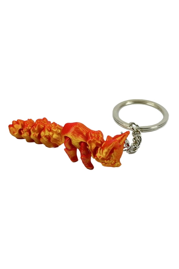 Flexible Jointed Fox Model Keychain 3D Printed Gradient Keychain Home Accessory