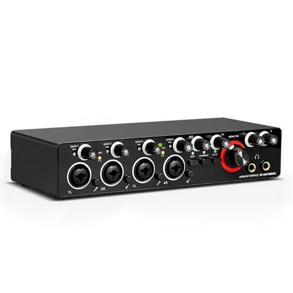 JZROCKER Four Channels Audio Interface Sound Card for Studio Recording Audio Mixer