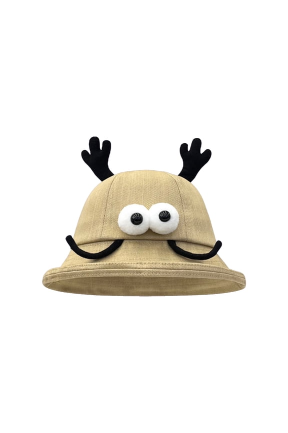 Funny Antennas Fisherman Hat for Female Outdoor Spring Sun Hat Cartoon Bucket Hat Party Headwear Breathable Camping Hat
