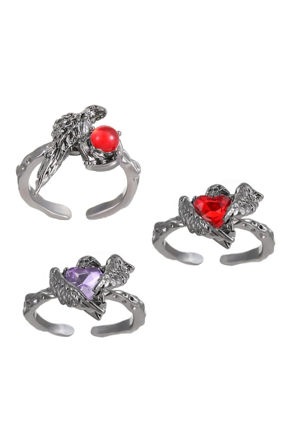 Gothic Crow Inspired Rings With Adjustable Open Band Elegant For Comfort And Versatile Layering