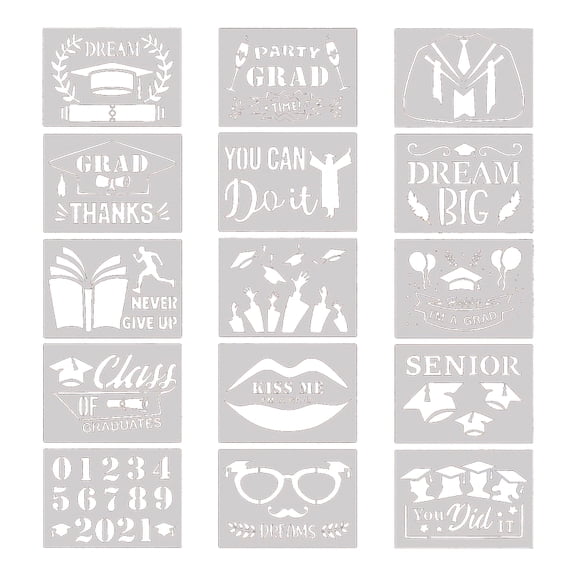 JZROCKER Graduation Painting Template Set Hollow PET Paper Crafts Handmade Art Gift