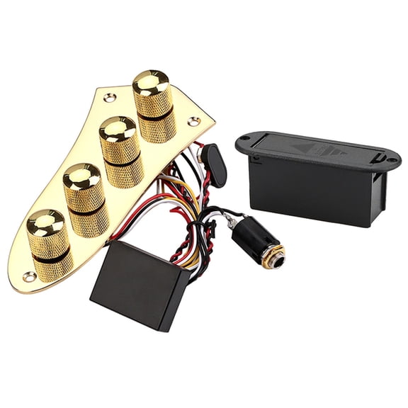 JZROCKER Guitar Control Plate Mounting Plate Prewired 4 Way Loaded Switches Wiring Harness Knobs with Mounting Screws Ferrules
