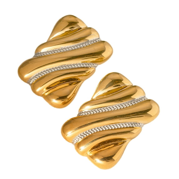 JZROCKER Handmade Gold Silver Geometric Studs Earrings Comfortable Ear Accessories Alloy Jewelry for Women Daily Or Party Wear