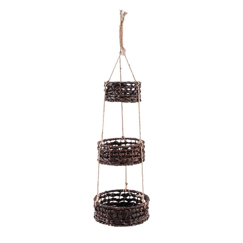 JZROCKER Handmade Hanging Woven Rattan Planter Storage Basket Flower Baskets for Home Garden Outdoor Porch Decoration