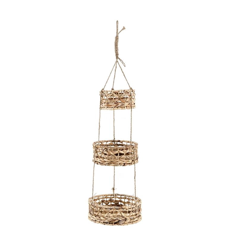 JZROCKER Handmade Hanging Woven Rattan Planter Storage Basket Flower Baskets for Home Garden Outdoor Porch Decoration