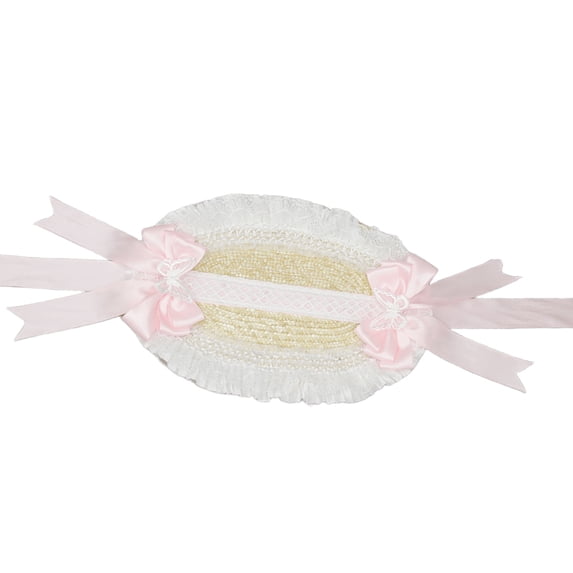 JZROCKER Handmade Victorian Bonnet Hat With Lace Bowknot Straw Panama Sun Hat For Fashion Enthusiast Teaparty Costume Headwear