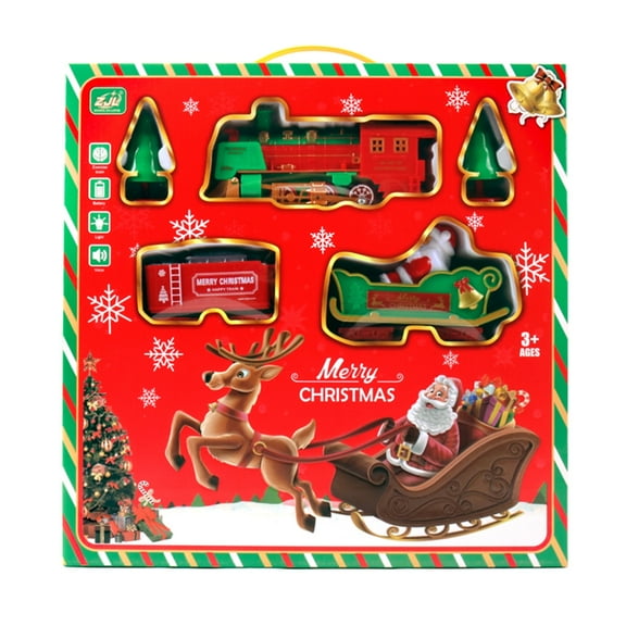JZROCKER Kids Christmas Train Set Battery Powered Train with Light & Sound Perfect Gift