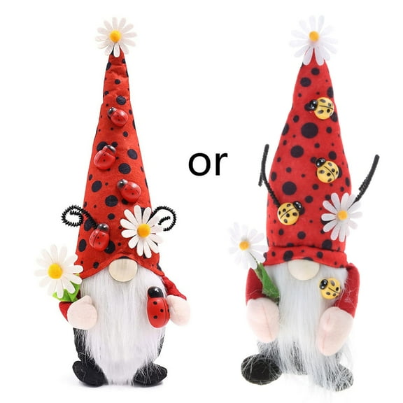 JZROCKER Ladybug Gnomes Plush Swedish Tomtes Scandinavian Figurine Spring Decorations