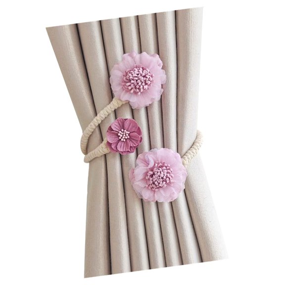 JZROCKER Metal Rope Window Drapery Holdback Clip Elegant Artificial Flower Curtain Tieback for Bedroom Kids Room Nusery Decors