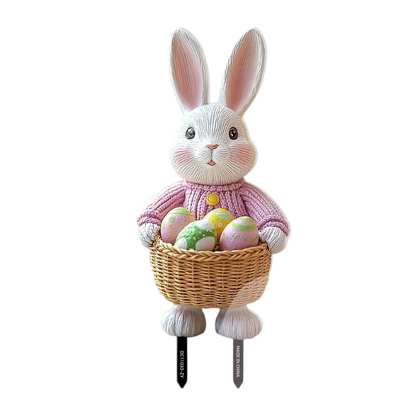 JZROCKER Multifunctional Rabbit Statue Stake with Colorful Eggs PVC Garden Floor Insert