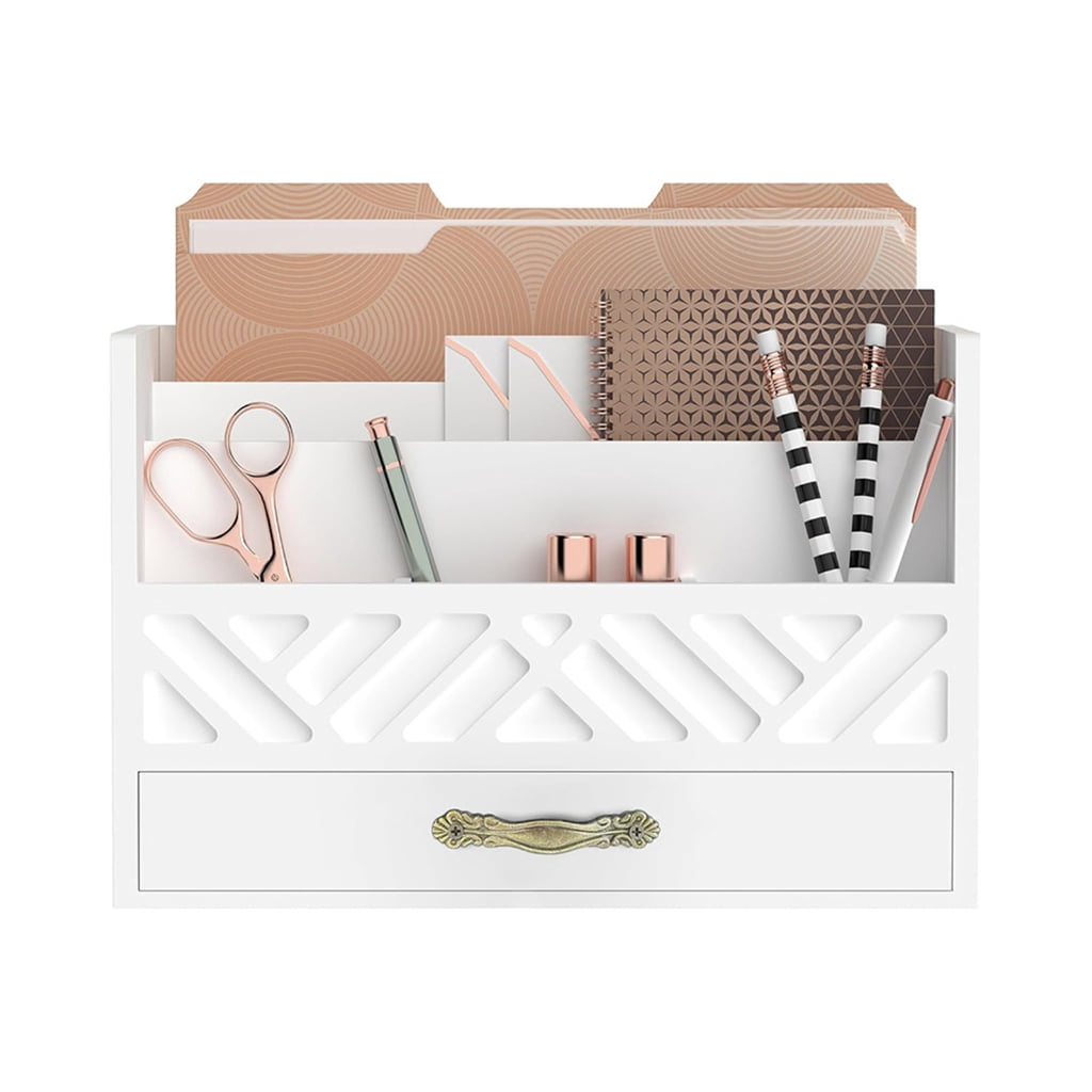 JZROCKER Multifunctional Wood File Organizers for Desk With Drawer Portable Accessory for Home Office and School Use