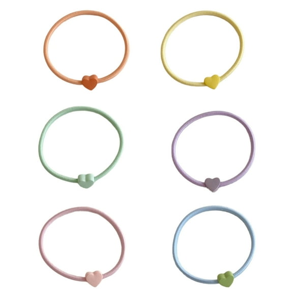 JZROCKER Pack Of 6 Heart Hair Tie Elastic Scrunchies French Hair Scrunchy for Elegant Updos Suitable for Kids Girls
