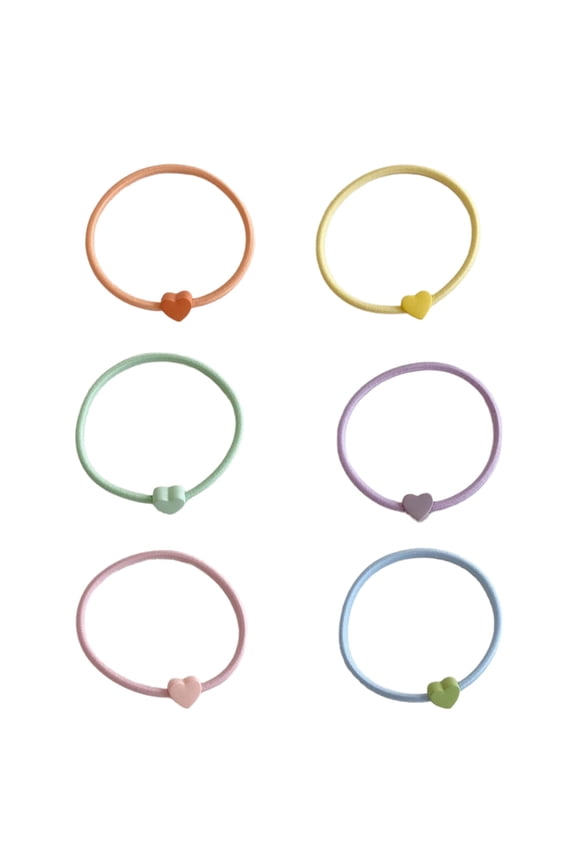 Pack Of 6 Heart Hair Tie Elastic Scrunchies French Hair Scrunchy for Elegant Updos Suitable for Kids Girls