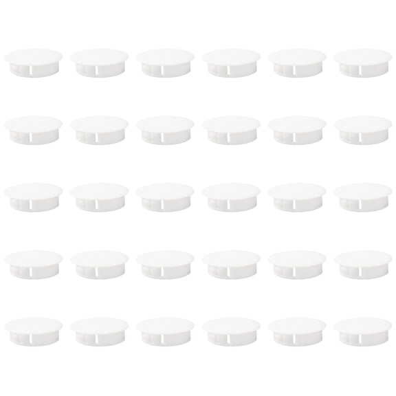 JZROCKER Pack of 30 Flush Type Hole Plugs Drilling Hole White Screw Caps Covers for Cabinets Cupboard Shelves Insert End Caps