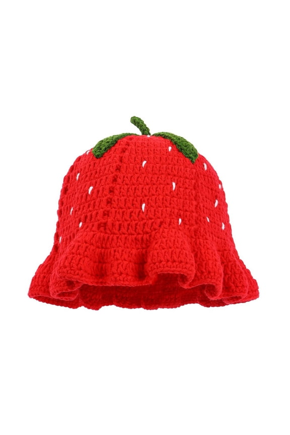 Party Crocheted Hat Head Cover Handmade Strawberry Warm Fisherman Hat