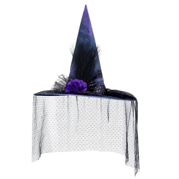 JZROCKER Party Witch Hats Veil Flower Pointed Hat Accessory Unique Witch Hat Accessories