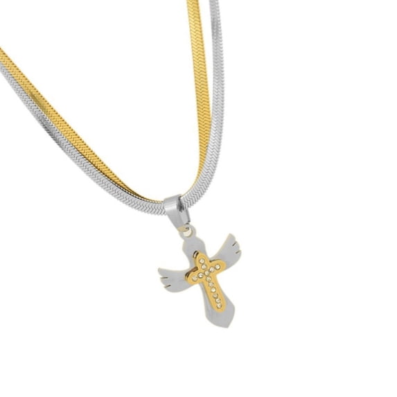 JZROCKER Portable Double Crosses Necklace Streetwear Inspire Jewelry Accessory for Fashion Forward Individuals Adjustable Chain