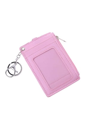 Portable Leather Business ID Card Credit Badge Holder Coin Purse Wallet Keychain