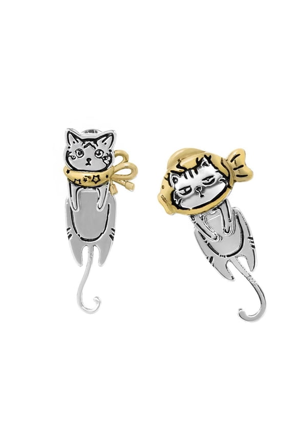 Portable Sturdy Alloy Cats Earrings Featuring Fun Graffitis Designs Jewelry Accessory for Everyday Wear or Parties