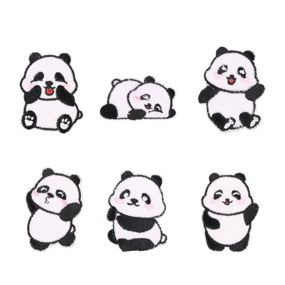 JZROCKER Set Of 6 Cartoon Panda Theme Patches Sticker SelfAdhesive Cloth Patches For Backpacks Hats And Clothing For Various Ages