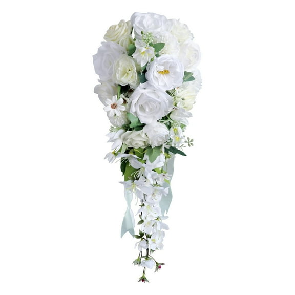 JZROCKER Silk Flower Cascading Bouquets Bride Handheld Bouquets Wedding Ceremony Flowers for Weddings Engagements and Event