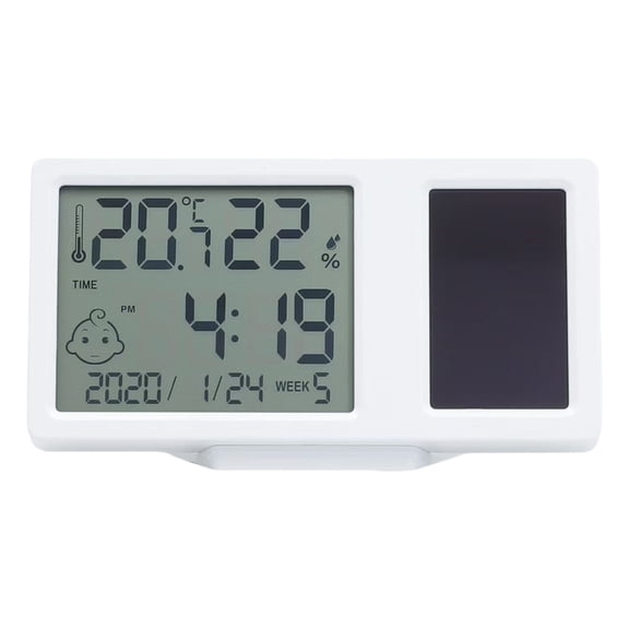 JZROCKER Solar Power Temperature Humidity Measurement Meter with Time Date Week Display for Indoor LCD Thermometers Hygrometer