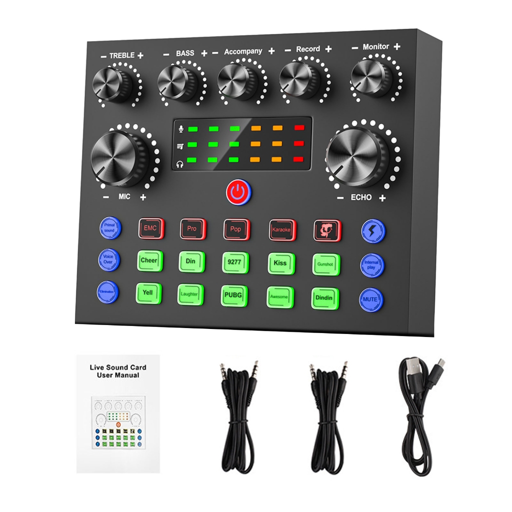 JZROCKER Sound Mixer Board Digital Sound Card Mixer for Music Recording