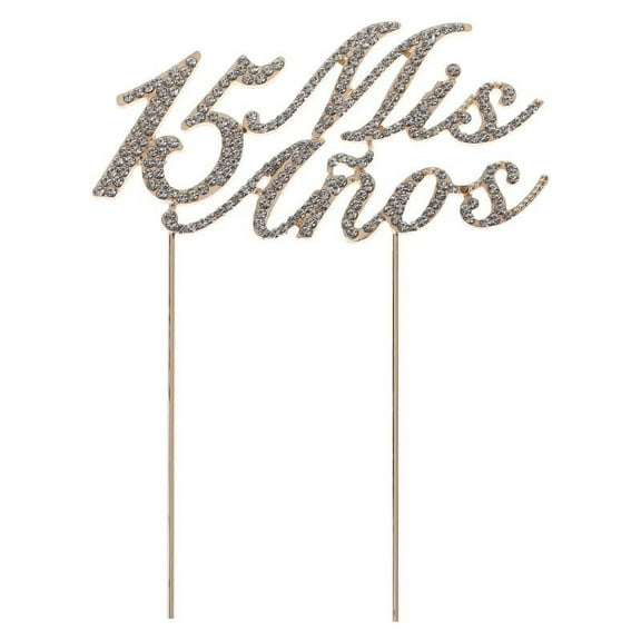 JZROCKER Sparkling Bling Number 15 Mis Anos Letters Cake Topper for Rhinestone Alloy Cupc