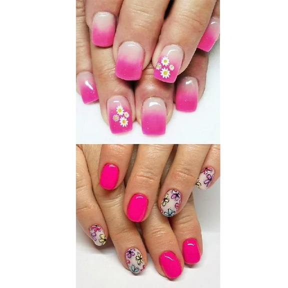 JZROCKER Square Press on Nails Designs Fake Nails Stick on Nails in 12 Sizes,48 Pcs French Nails Tips for DIYS Nails Decorations