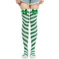 thumbnail image 1 of JZROCKER Striped Stockings Bowknot Over The Knee Long Socks Bow Stocking Elastic, 1 of 19