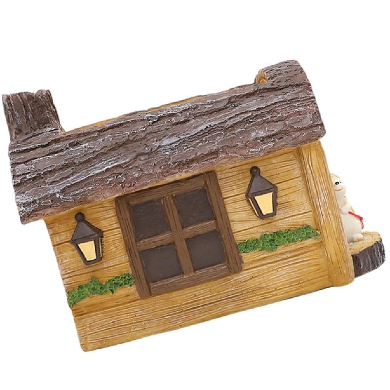 JZROCKER Stump House Statue Decors Desktop Easter Figurines Ornament Cartoon Statue Landscape Miniatures