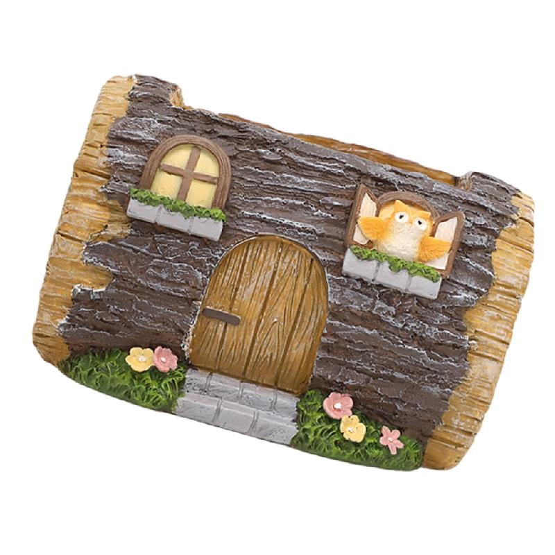 JZROCKER Stump House Statue Decors Desktop Easter Figurines Ornament Cartoon Statue Landscape Miniatures
