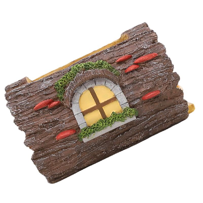 JZROCKER Stump House Statue Decors Desktop Easter Figurines Ornament Cartoon Statue Landscape Miniatures