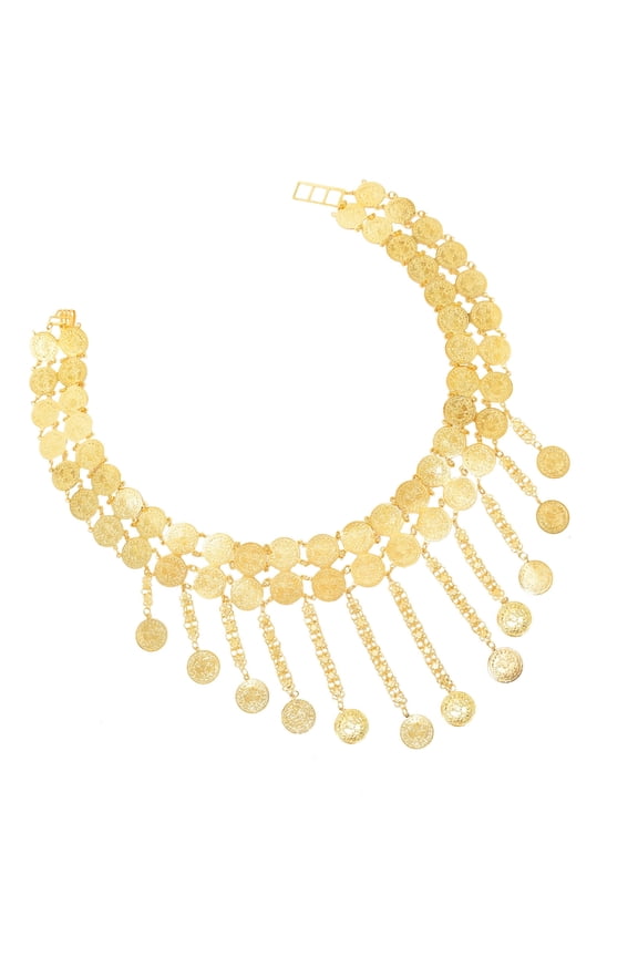 Stylish Adjustable Length Double Layer Coin and Tassels Dance Belt Decoration for Performances and Parties Supplies